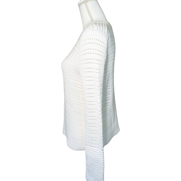 Tory Burch White Cotton Open Knit Sweater  Size Small - Picture 5 of 6